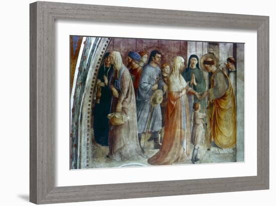 St Stephen Distributing Alms, Mid 15th Century-Fra Angelico-Framed Giclee Print