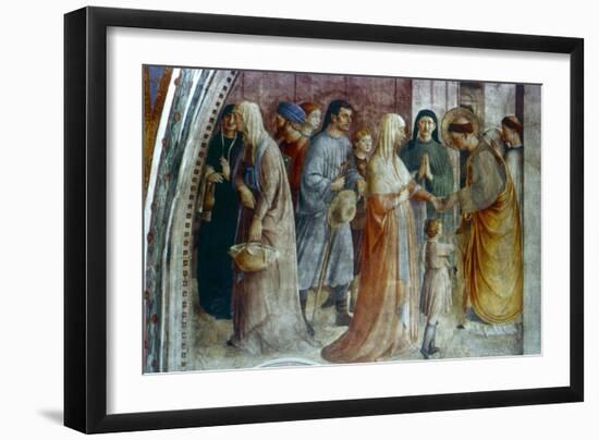 St Stephen Distributing Alms, Mid 15th Century-Fra Angelico-Framed Giclee Print