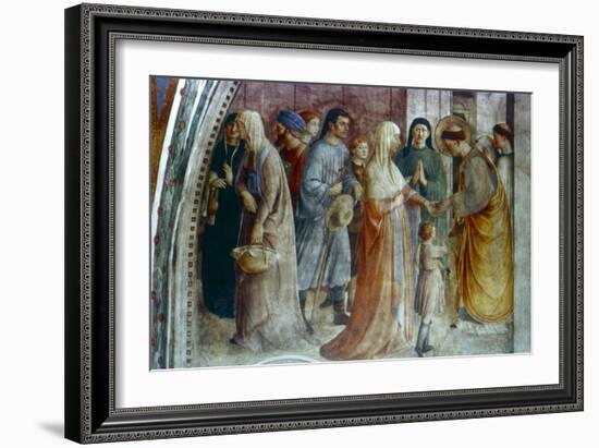 St Stephen Distributing Alms, Mid 15th Century-Fra Angelico-Framed Giclee Print