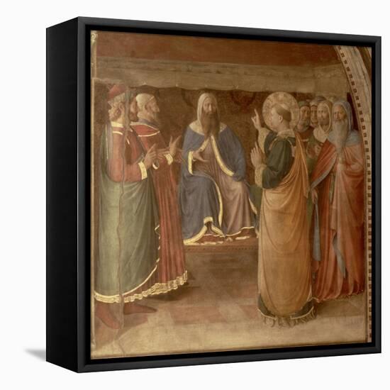 St.Stephen Preaching and St.Stephen Addressing the Council (Fresco) (Detail of 29037)-Fra Angelico-Framed Premier Image Canvas