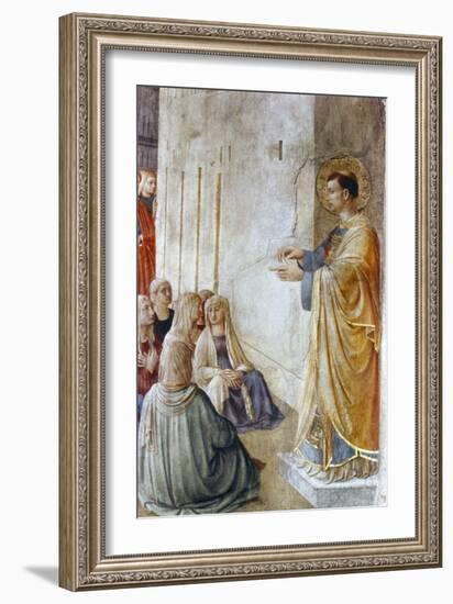 St Stephen Preaching (Detail), Mid 15th Century-Fra Angelico-Framed Giclee Print