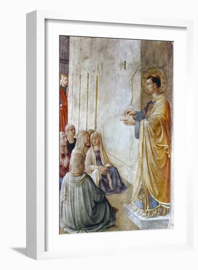 St Stephen Preaching (Detail), Mid 15th Century-Fra Angelico-Framed Giclee Print
