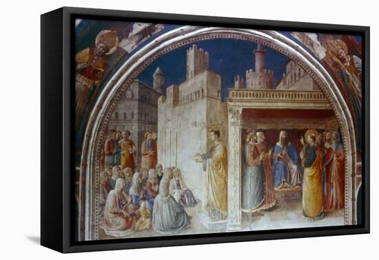 St Stephen Preaching, Mid 15th Century-Fra Angelico-Framed Premier Image Canvas