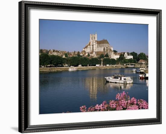 St. Stephen's Cathedral on Skyline, Auxerre, River Yonne, Bourgogne, France-Michael Short-Framed Photographic Print