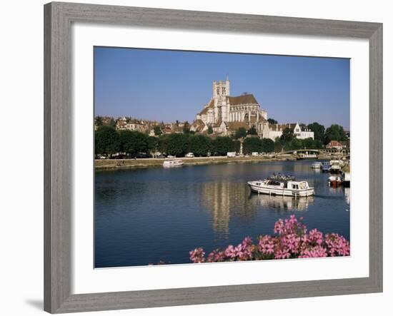 St. Stephen's Cathedral on Skyline, Auxerre, River Yonne, Bourgogne, France-Michael Short-Framed Photographic Print