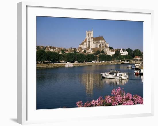 St. Stephen's Cathedral on Skyline, Auxerre, River Yonne, Bourgogne, France-Michael Short-Framed Photographic Print