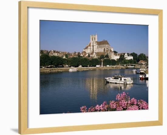 St. Stephen's Cathedral on Skyline, Auxerre, River Yonne, Bourgogne, France-Michael Short-Framed Photographic Print