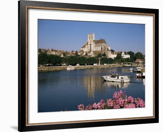 St. Stephen's Cathedral on Skyline, Auxerre, River Yonne, Bourgogne, France-Michael Short-Framed Photographic Print