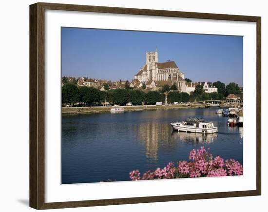 St. Stephen's Cathedral on Skyline, Auxerre, River Yonne, Bourgogne, France-Michael Short-Framed Photographic Print