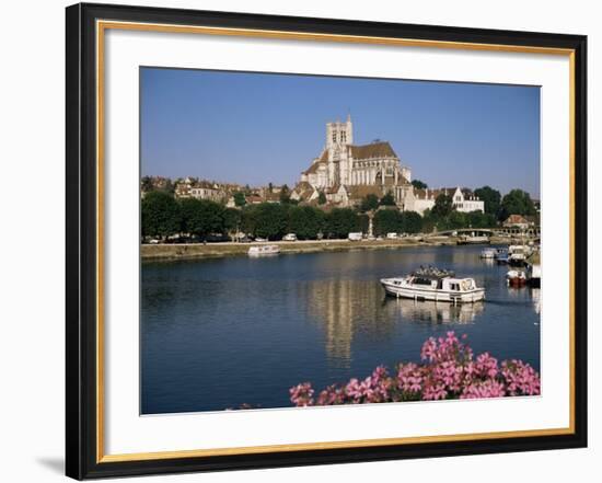 St. Stephen's Cathedral on Skyline, Auxerre, River Yonne, Bourgogne, France-Michael Short-Framed Photographic Print