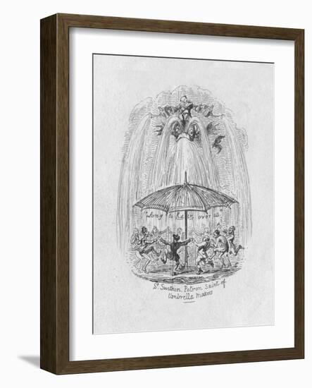 'St. Swithin Patron Saint of Umbrella Makers', 1829-George Cruikshank-Framed Giclee Print