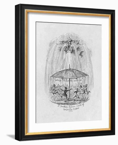 'St. Swithin Patron Saint of Umbrella Makers', 1829-George Cruikshank-Framed Giclee Print