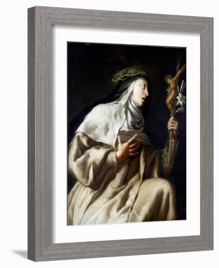 St Teresa of Avila before the Cross, C1621-1663-Guido Cagnacci-Framed Giclee Print