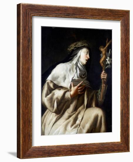 St Teresa of Avila before the Cross, C1621-1663-Guido Cagnacci-Framed Giclee Print