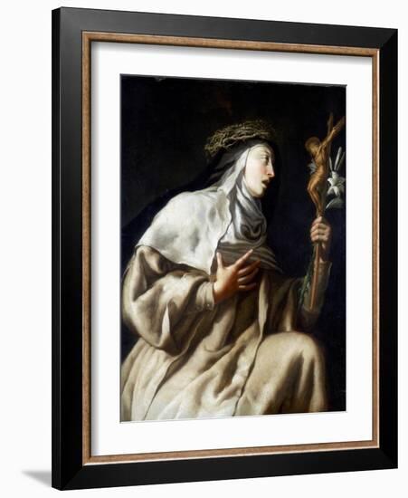 St Teresa of Avila before the Cross, C1621-1663-Guido Cagnacci-Framed Giclee Print