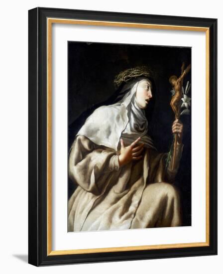 St Teresa of Avila before the Cross, C1621-1663-Guido Cagnacci-Framed Giclee Print