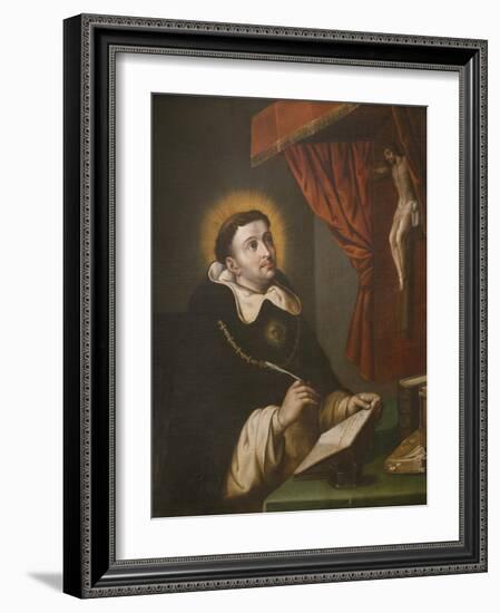 St. Thomas Aquinas Writing before the Crucifix-Antonio Rodriguez-Framed Giclee Print