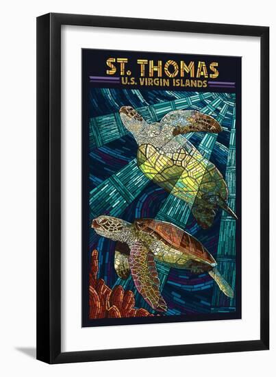 St. Thomas, U.S. Virgin Islands - Sea Turtle Mosaic-Lantern Press-Framed Art Print