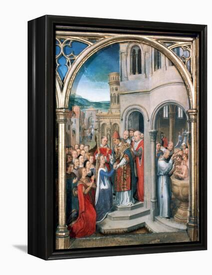 St Ursula Shrine, Arrival in Rome, 1489-Hans Memling-Framed Premier Image Canvas