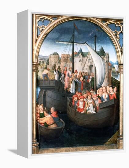 'St Ursula Shrine, Departure from Basle', 1489. Artist: Hans Memling-Hans Memling-Framed Premier Image Canvas