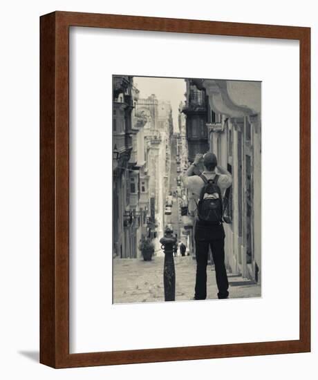 St. Ursula Street and Visitor, Triq Sant-Orsla, Valletta, Malta-Walter Bibikow-Framed Photographic Print