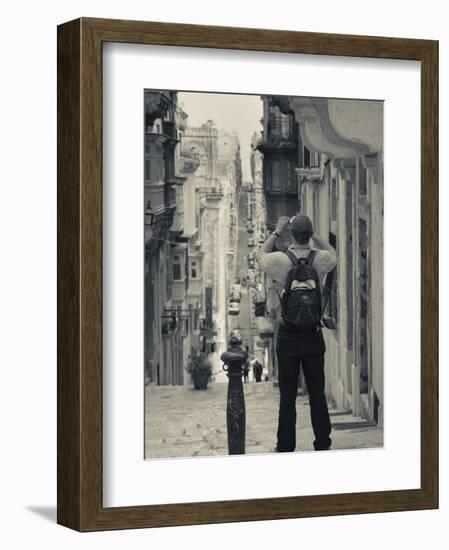 St. Ursula Street and Visitor, Triq Sant-Orsla, Valletta, Malta-Walter Bibikow-Framed Photographic Print