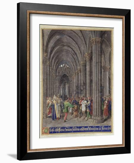 St. Veran Exorcising the Possessed in the North Aisle of the Cathedral of Notre-Dame De Paris-Jean Fouquet-Framed Giclee Print