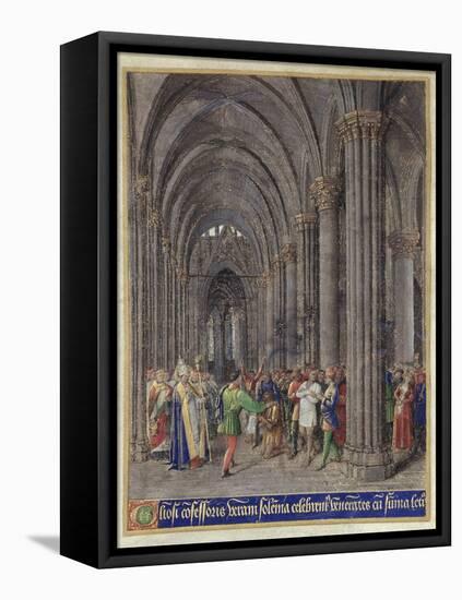 St. Veran Exorcising the Possessed in the North Aisle of the Cathedral of Notre-Dame De Paris-Jean Fouquet-Framed Premier Image Canvas
