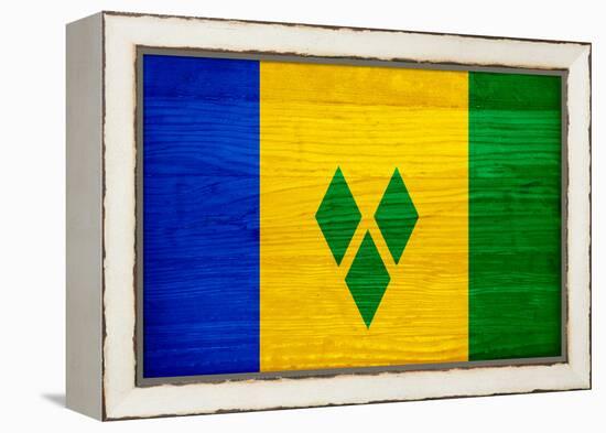 St. Vincent And The Grenadines Flag Design with Wood Patterning - Flags of the World Series-Philippe Hugonnard-Framed Stretched Canvas