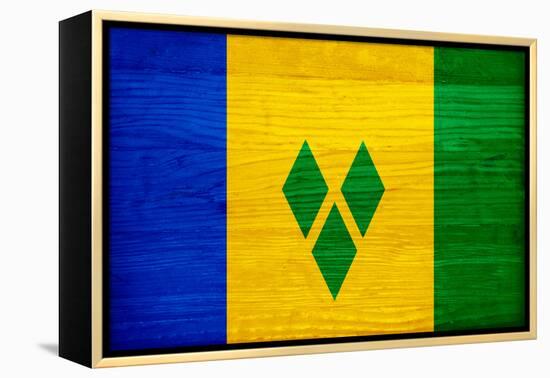 St. Vincent And The Grenadines Flag Design with Wood Patterning - Flags of the World Series-Philippe Hugonnard-Framed Stretched Canvas