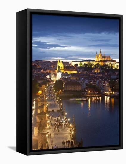 St Vitus Cathedral, Charles Bridge, River Vltava, UNESCO World Heritage Site, Prague Czech Republic-Gavin Hellier-Framed Premier Image Canvas