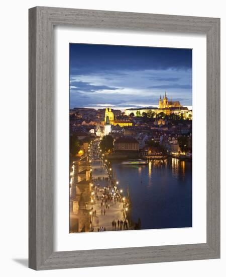 St Vitus Cathedral, Charles Bridge, River Vltava, UNESCO World Heritage Site, Prague Czech Republic-Gavin Hellier-Framed Photographic Print