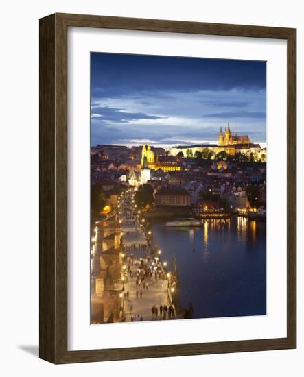 St Vitus Cathedral, Charles Bridge, River Vltava, UNESCO World Heritage Site, Prague Czech Republic-Gavin Hellier-Framed Photographic Print