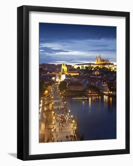St Vitus Cathedral, Charles Bridge, River Vltava, UNESCO World Heritage Site, Prague Czech Republic-Gavin Hellier-Framed Photographic Print