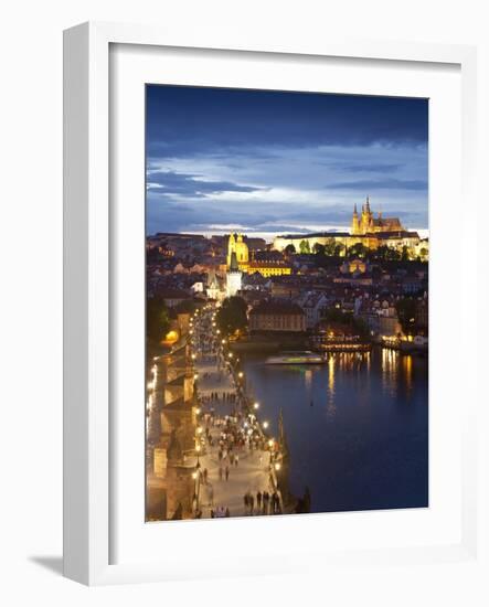 St Vitus Cathedral, Charles Bridge, River Vltava, UNESCO World Heritage Site, Prague Czech Republic-Gavin Hellier-Framed Photographic Print