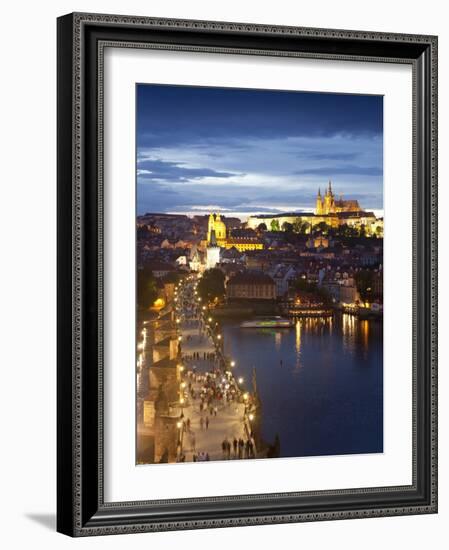 St Vitus Cathedral, Charles Bridge, River Vltava, UNESCO World Heritage Site, Prague Czech Republic-Gavin Hellier-Framed Photographic Print