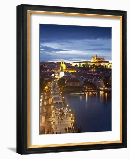 St Vitus Cathedral, Charles Bridge, River Vltava, UNESCO World Heritage Site, Prague Czech Republic-Gavin Hellier-Framed Photographic Print