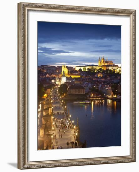 St Vitus Cathedral, Charles Bridge, River Vltava, UNESCO World Heritage Site, Prague Czech Republic-Gavin Hellier-Framed Photographic Print