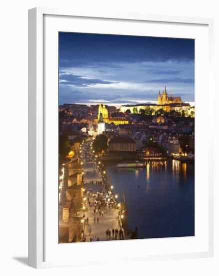 St Vitus Cathedral, Charles Bridge, River Vltava, UNESCO World Heritage Site, Prague Czech Republic-Gavin Hellier-Framed Photographic Print