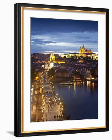 St Vitus Cathedral, Charles Bridge, River Vltava, UNESCO World Heritage Site, Prague Czech Republic-Gavin Hellier-Framed Photographic Print