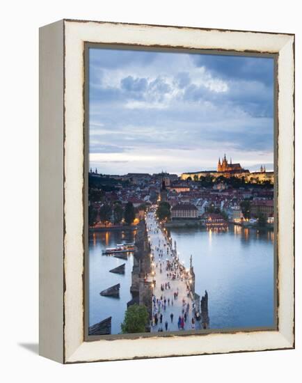 St Vitus Cathedral, Charles Bridge, River Vltava, UNESCO World Heritage Site, Prague Czech Republic-Gavin Hellier-Framed Premier Image Canvas