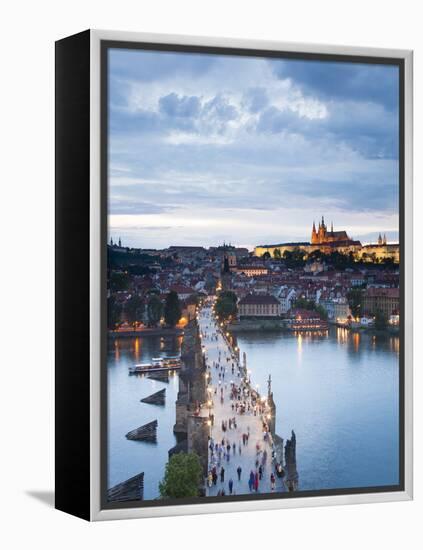 St Vitus Cathedral, Charles Bridge, River Vltava, UNESCO World Heritage Site, Prague Czech Republic-Gavin Hellier-Framed Premier Image Canvas