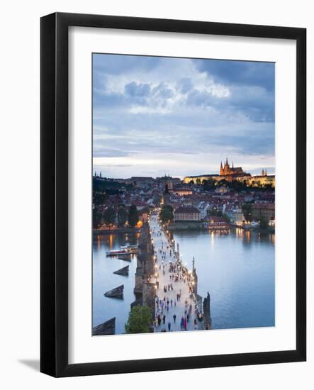 St Vitus Cathedral, Charles Bridge, River Vltava, UNESCO World Heritage Site, Prague Czech Republic-Gavin Hellier-Framed Photographic Print