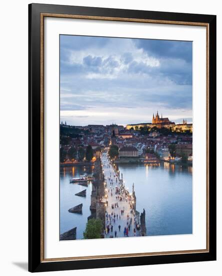 St Vitus Cathedral, Charles Bridge, River Vltava, UNESCO World Heritage Site, Prague Czech Republic-Gavin Hellier-Framed Photographic Print