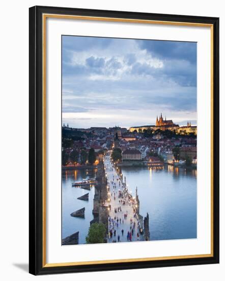 St Vitus Cathedral, Charles Bridge, River Vltava, UNESCO World Heritage Site, Prague Czech Republic-Gavin Hellier-Framed Photographic Print