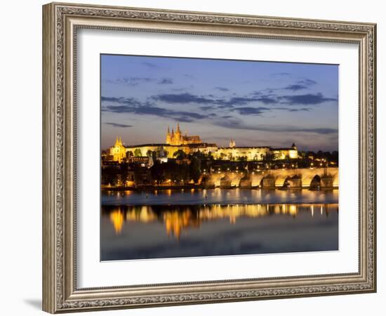 St Vitus Cathedral, Charles Bridge, UNESCO World Heritage Site, Prague, Czech Republic-Gavin Hellier-Framed Photographic Print