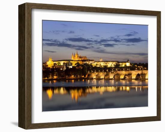 St Vitus Cathedral, Charles Bridge, UNESCO World Heritage Site, Prague, Czech Republic-Gavin Hellier-Framed Photographic Print