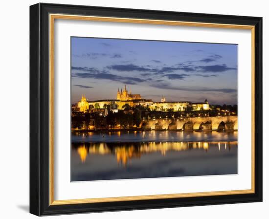 St Vitus Cathedral, Charles Bridge, UNESCO World Heritage Site, Prague, Czech Republic-Gavin Hellier-Framed Photographic Print