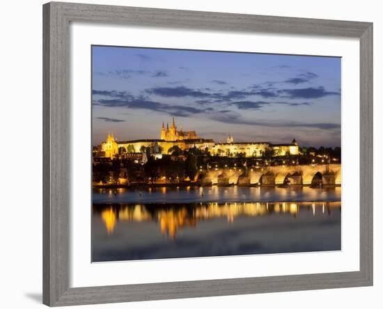 St Vitus Cathedral, Charles Bridge, UNESCO World Heritage Site, Prague, Czech Republic-Gavin Hellier-Framed Photographic Print