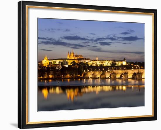 St Vitus Cathedral, Charles Bridge, UNESCO World Heritage Site, Prague, Czech Republic-Gavin Hellier-Framed Photographic Print